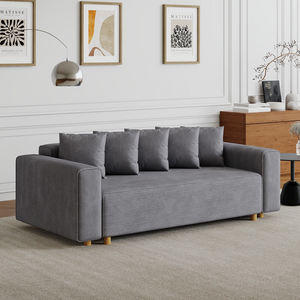 canapé convertible 3 places en velours côtelé gris kolding 3 quarts concept usine