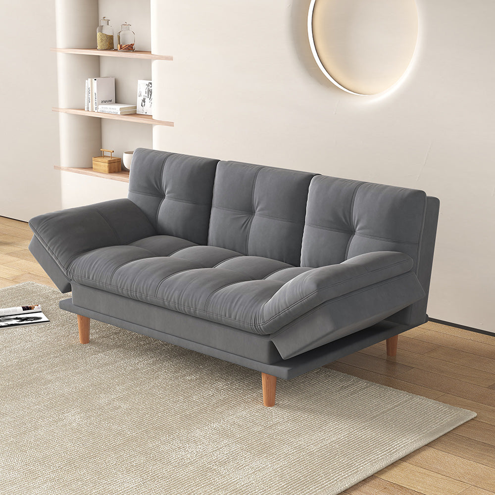 Canapé convertible 3 places en tissu matelassé gris foncé KALMAR