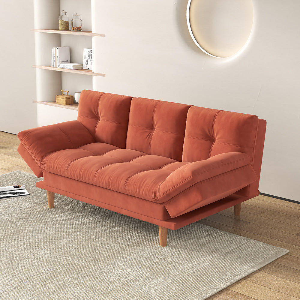 Canapé convertible 3 places en tissu matelassé terracotta KALMAR