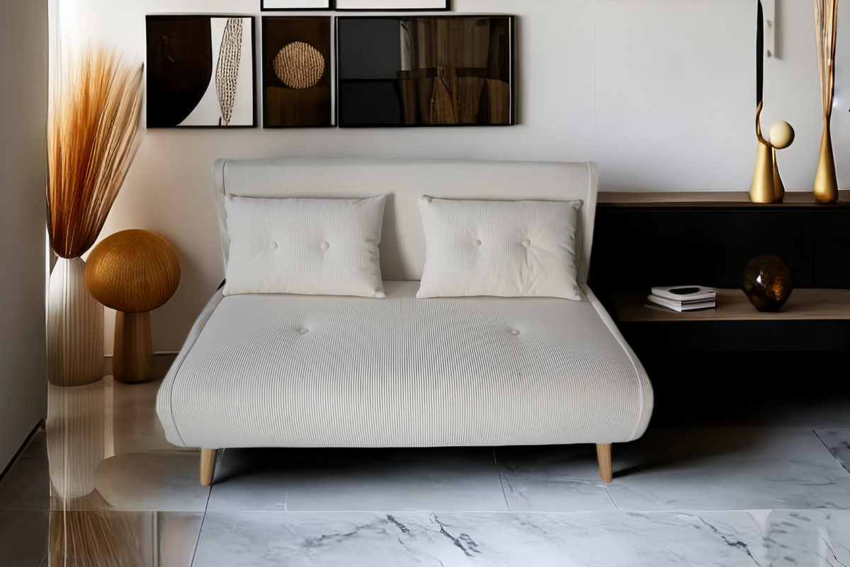 canapé convertible en velours cotelé rectangle ennis corduroy beige