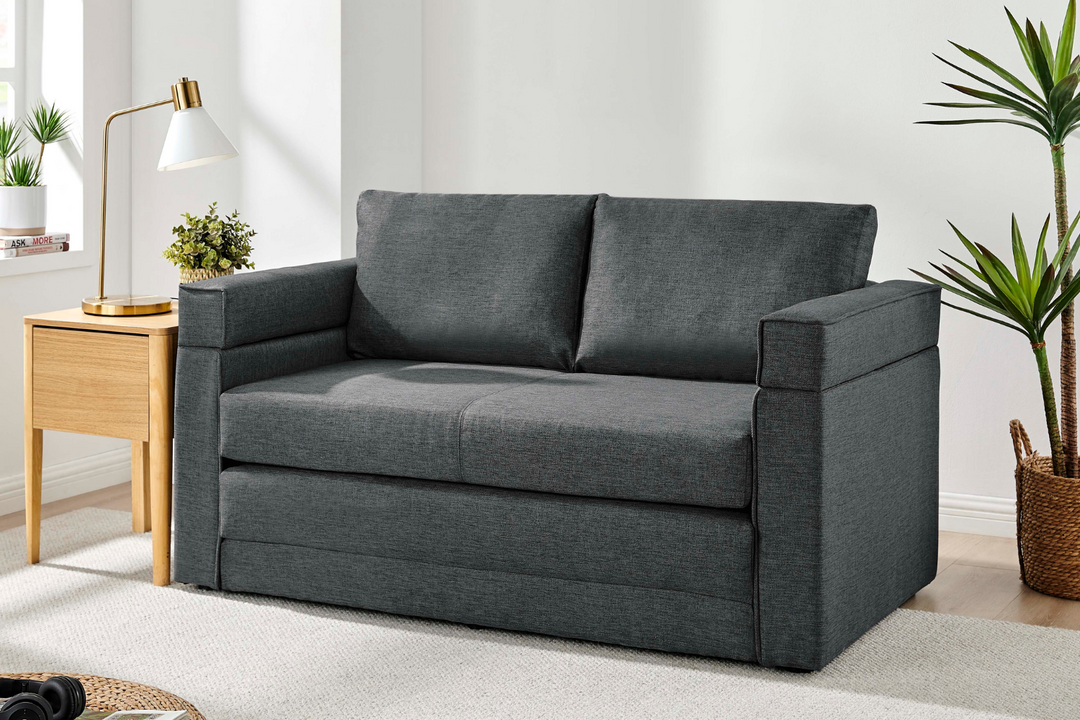 Canapé convertible 2 places en tissu gris - Edimbourg