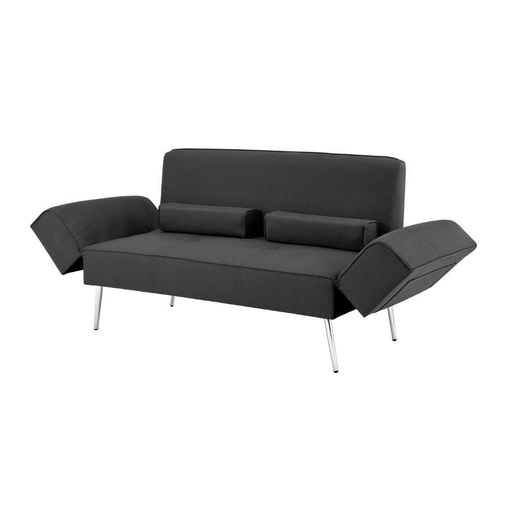 Canapé convertible 1 place en velours gris clair SETTEN | Leroy Merlin
