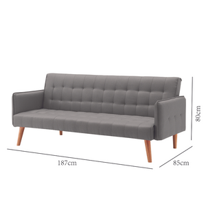 Canapé convertible tissu gris Sveg - dimensions 1