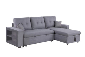 Canapé d'angle convertible gris clair 4 places