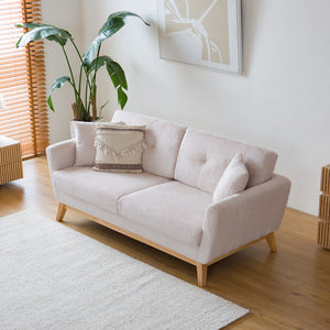Canapé scandinave beige en velours côtelé Hoga 3 places vue de dessus