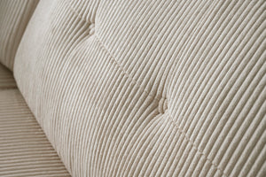 détails canapé Hoga velours côtelé beige