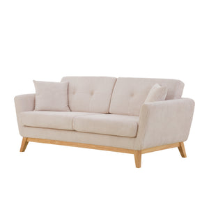 Canapé scandinave beige en velours côtelé Hoga 3 places packshot 3/4
