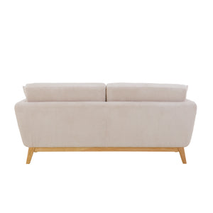 Canapé scandinave beige en velours côtelé Hoga 3 places packshot vue de dos