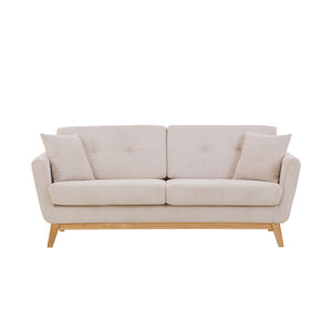 Canapé scandinave beige en velours côtelé Hoga 3 places packshot vue de face