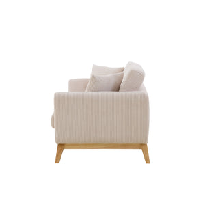 Canapé scandinave beige en velours côtelé Hoga 3 places packshot de profil