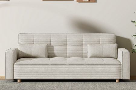 Canapé en velours côtelé 3 places beige copenhague rectangle concept usine