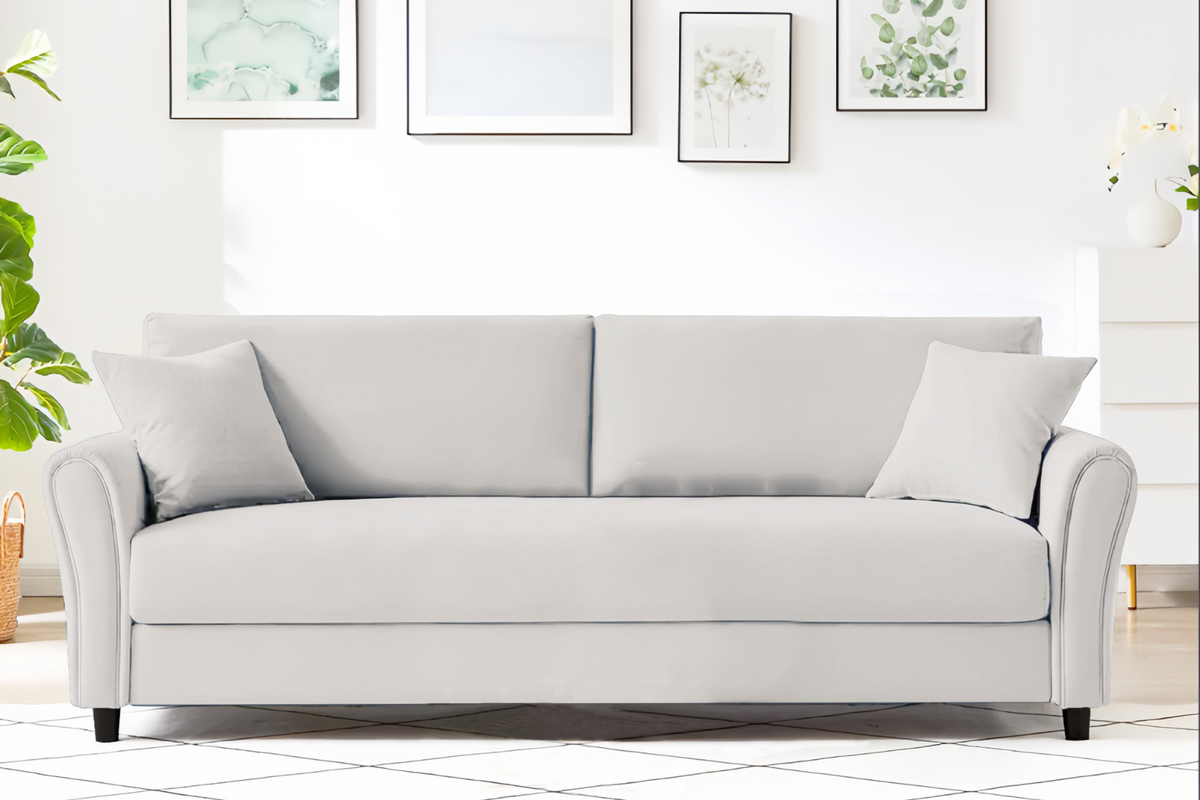 Canapé Lucerne en tissu rectangle 3 places blanc