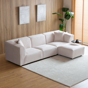 Canapé velours côtelé 4 places modulable beige Monroe vue de dessus