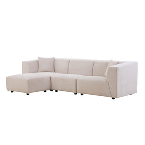 Canapé velours côtelé 4 places modulable beige Monroe packshot vue de 3/4