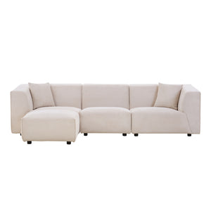 Canapé velours côtelé 4 places modulable beige Monroe packshot vue de face