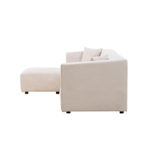 Canapé velours côtelé 4 places modulable beige Monroe packshot vue de profil