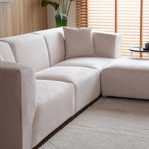 Canapé velours côtelé 4 places modulable beige Monroe zoom