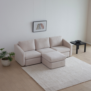 canapé modulable beige konekt ambiance 3 quarts 4 places pouf concept usine