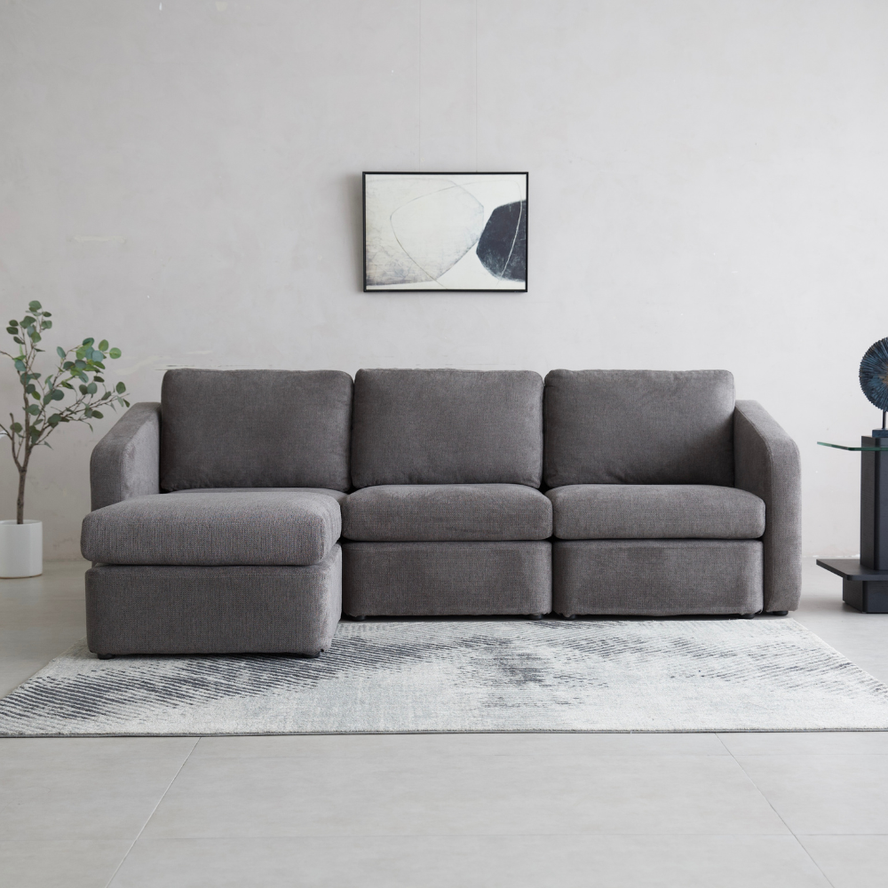 canapé modulable Gris foncé konekt ambiance face 4 places gauche concept usine