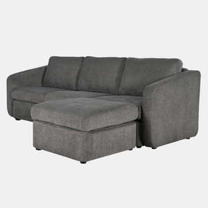 canapé modulable Gris foncé konekt fond blanc 3 quarts 3 places pouf angle droit concept usine