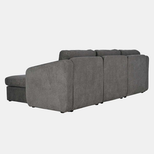 canapé modulable Gris foncé konekt fond blanc vue de dos 3 places pouf angle droit concept usine 