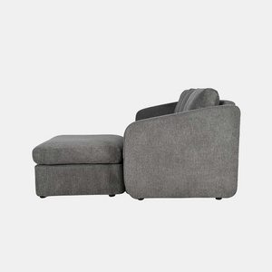 canapé modulable Gris foncé konekt fond blanc vue latérale 3 places pouf angle droit concept usine