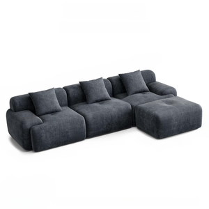 Canapé 5-6 places avec pouf en velours côtelé gris anthracite Sheffield packshot