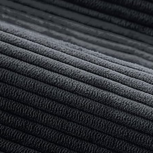 Canapé 5-6 places avec pouf en velours côtelé gris anthracite Sheffield zoom tissu