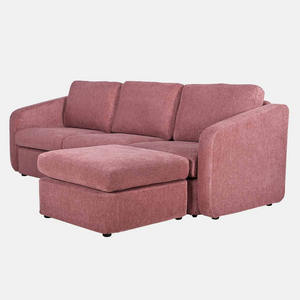 canapé modulable rouge konekt fond blanc 3 quarts 3 places pouf angle droit concept usine