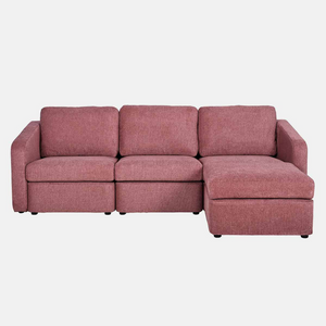canapé modulable rouge konekt fond blanc face 3 places pouf angle droit concept usine