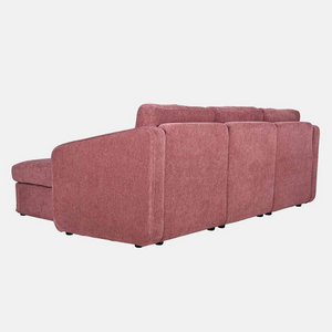 canapé modulable rouge konekt fond blanc vue de dos 3 places pouf angle droit concept usine