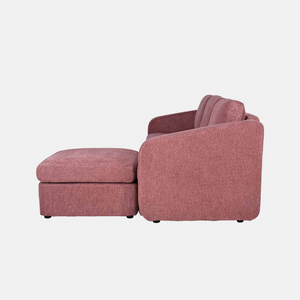 canapé modulable rouge konekt fond blanc vue latérale 3 places pouf angle droit concept usine