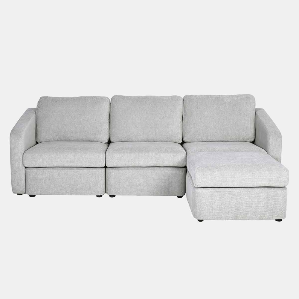 Canapé modulable 3 places avec pouf Konekt Gris clair de face
