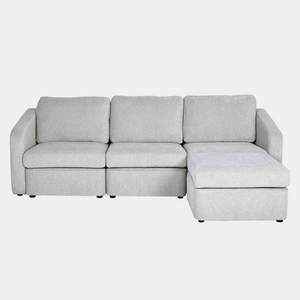 Canapé modulable 3 places avec pouf Konekt Gris clair de face