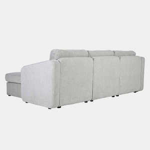 Canapé modulable 3 places avec pouf Konekt Gris clair de 3/4 dos