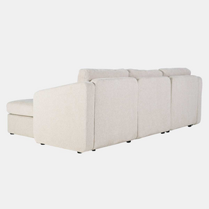 canapé modulaire velours côtelé beige fond blanc vue de dos 3 places pouf angle droit concept usine