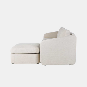 canapé modulaire velours côtelé beige fond blanc vue latérale 3 places pouf angle droit concept usine