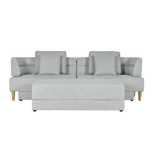 Canapé modulable et convertible Berga gris en tissu - fond blanc 2