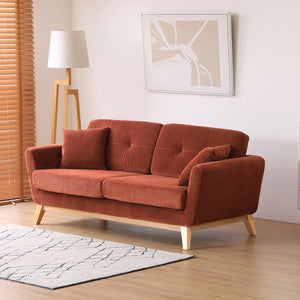 canapé scandinave 3 places velours côtelé terracotta hoga 3 quarts concept usine