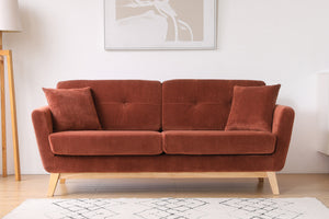 canapé scandinave 3 places velours côtelé terracotta hoga ambiance concept usine