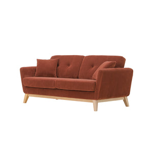 canapé scandinave 3 places velours côtelé terracotta hoga packshot 3 quarts concept usine