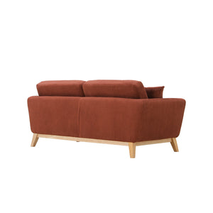 canapé scandinave 3 places velours côtelé terracotta hoga packshot 3 quarts vue de dos concept usine