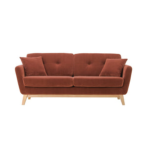 canapé scandinave 3 places velours côtelé terracotta hoga packshot face concept usine