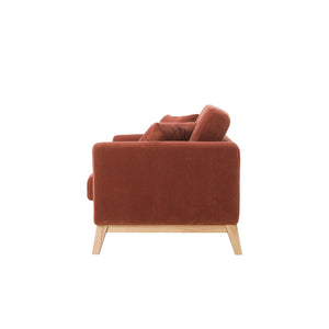 canapé scandinave 3 places velours côtelé terracotta hoga packshot profil concept usine