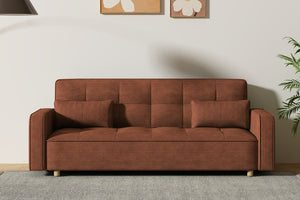 Canapé scandinave convertible 3 places en velours côtelé terracotta Copenhague photo d'ambiance