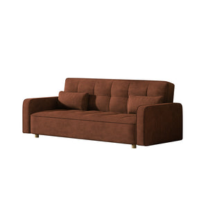 Canapé scandinave convertible 3 places en velours côtelé terracotta Copenhague packshot de 3/4