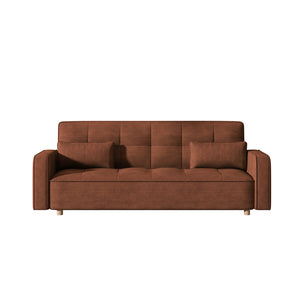 Canapé scandinave convertible 3 places en velours côtelé terracotta Copenhague packshot de face