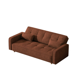 Canapé scandinave convertible 3 places en velours côtelé terracotta Copenhague packshot forme semi-ouverte