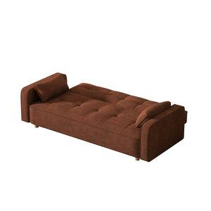 Canapé scandinave convertible 3 places en velours côtelé terracotta Copenhague packshot forme ouverte