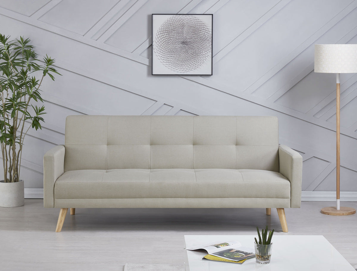 Canapé de style scandinave convertible beige de 3 places